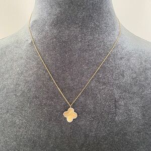 14k Yellow gold clover necklace, 18 inch